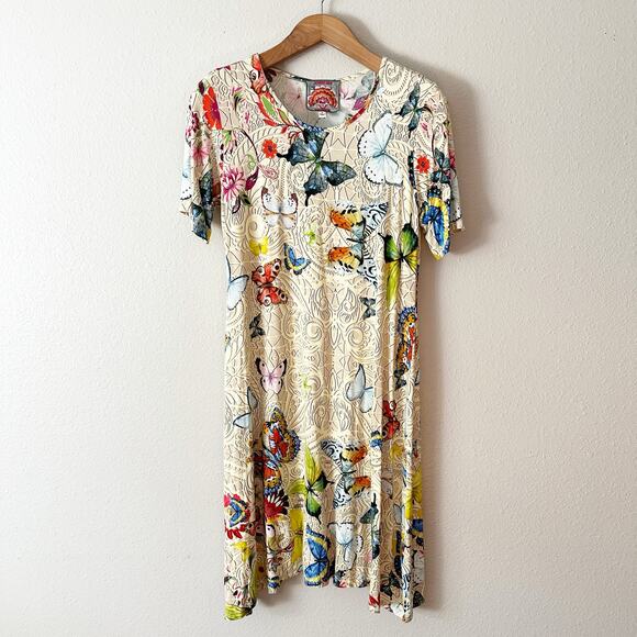 Johnny Was Mitchi Multicolor Butterfly Bamboo Dress women's size medium - Picture 1 of 8